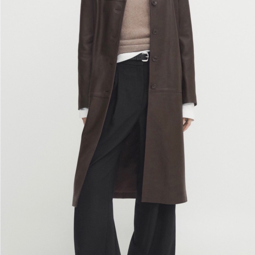 MASSIMO DUTTI LONG STRAIGHT NAPPA LEATHER COAT ~ SIZE LARGE ~ NWT ~ SOLD OUT!